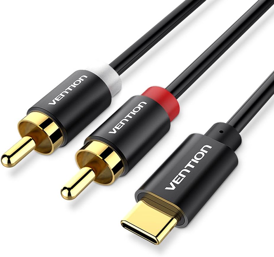 USB C to 2 RCA Audio Cable, VENTION Type-C to RCA Male to Male YRCA Splitter 2RCA Jack USB-C Audio Cable for Phones, Tablets, Home Theaters, DVDs, Amplifiers, Speakers, Car Stereos 5FT1.5M
