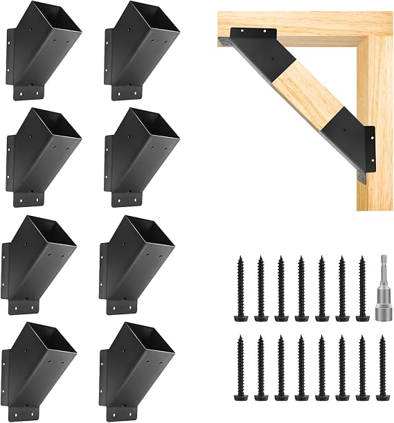 8 Pcs Pergola Angle Support Bracket,Reinforced 45-Degree Angle Bracket,