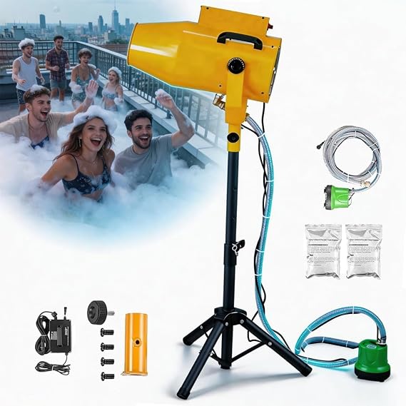 Foam Machine for Party, 1200W Outdoor Large Foam Machine, 10ft Distance/80㎡ Area, Bubble Machine for Amusement Park, Music Festivals, Gardens, Swimming Pools, Festival Celebrations(Yellow)