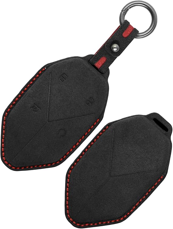 Suede Key Case Suitable for BYD Leopard 5 Bao 5 Bao 8 Denza B8 B5 2024 2025 2026 Accessories Hand Stitched Car Key Case Key Cover Remote Control Cover Key Protector Black
