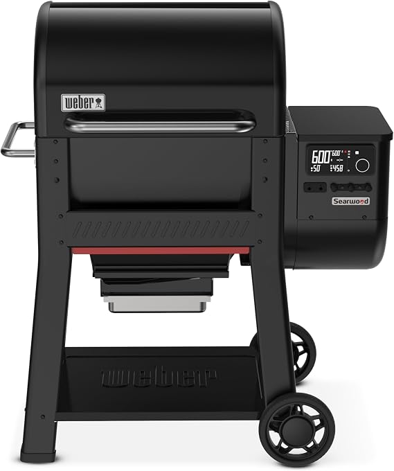 Weber SearwoodTM 600 Wood Pellet Smoker Grill WiFi & BluetoothEnabled Outdoor Grill for Smoking, Searing, Rapid React PID & Cooking up to 600F, Black