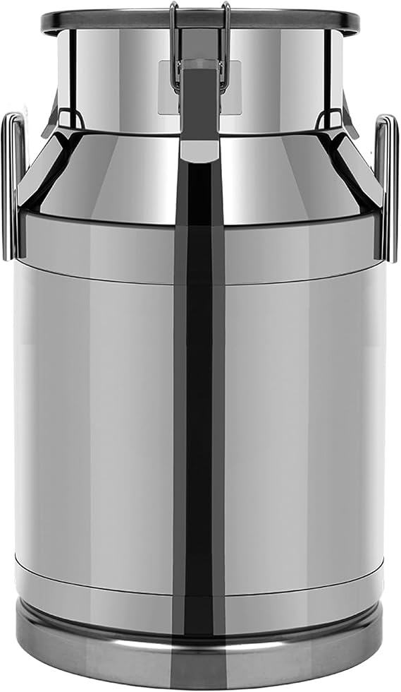 60 L 15.8 Gallon 304 Stainless Steel Milk Can Jug, Heavy Duty Milk Transport Cans Jug with Sealed Lid for Milk Storage Transportation US Stock
