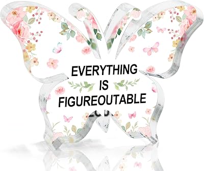 Thank you Gifts-Everything Is Figureoutable Office Desk Decor, Inspirational Sign Decorations Accessories Gifts for Coworker Colleagues Manager Boss Student Teacher