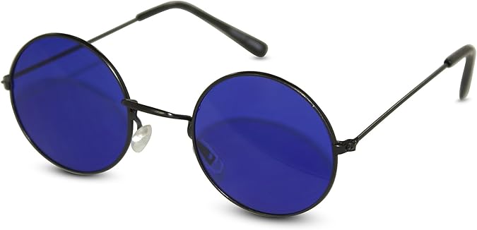 NEON NATION Circular Party Sunglasses Round Hippie Retro Shades with Colored Lenses