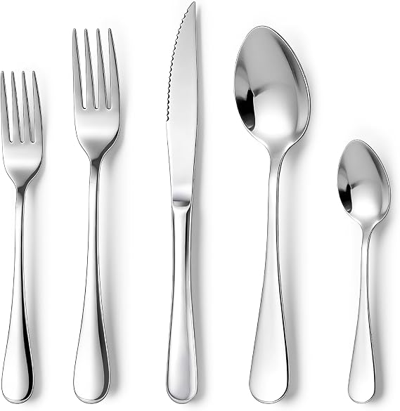 30PCS Stainless Steel Cutlery Set, Service for 6 | Spoon Knife and Fork Set, Flatware Set, Tableware Silverware Set,Mirror Polished Dishwasher Safe for Home Restaurant Kitchen