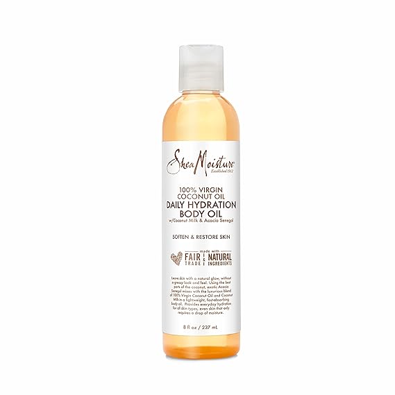 SheaMoisture Daily Hydration Body Oil Virgin Coconut Oil 8 oz | For Dry Skin Paraben Free