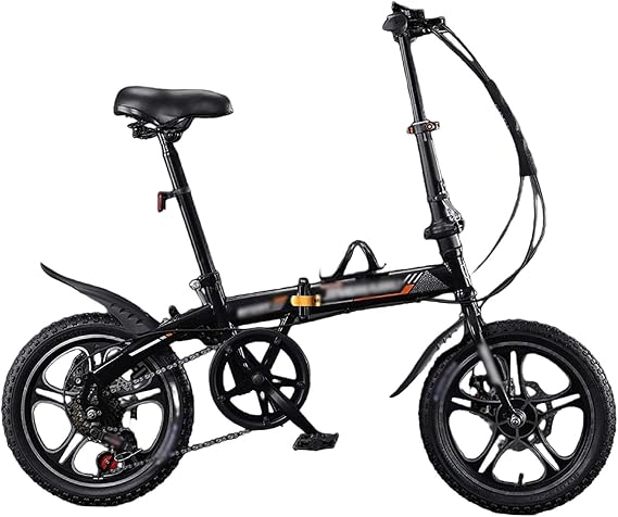 14/16 Inch Folding Mountain Bike - Dual Disc Brake Variable Speed Integrated Wheel Carbon Steel Frame All Terrain