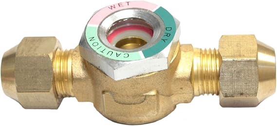 Hvac Ac Sight Glass W/ Moisture Indicator All Brass 3/4" O.d. Flare 3/8" Pipe