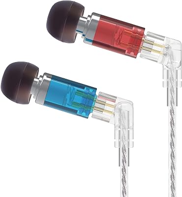 Kinboofi KBEAR NEON in Ear Monitors,Knowles 29689 Full Frequency BA HiFi Wired Headphone Earbuds,BA UV-Curing Resin Cavity Noise Cancelling Earphone Earbud for AudiophileNo Microphone,Red-Blue...