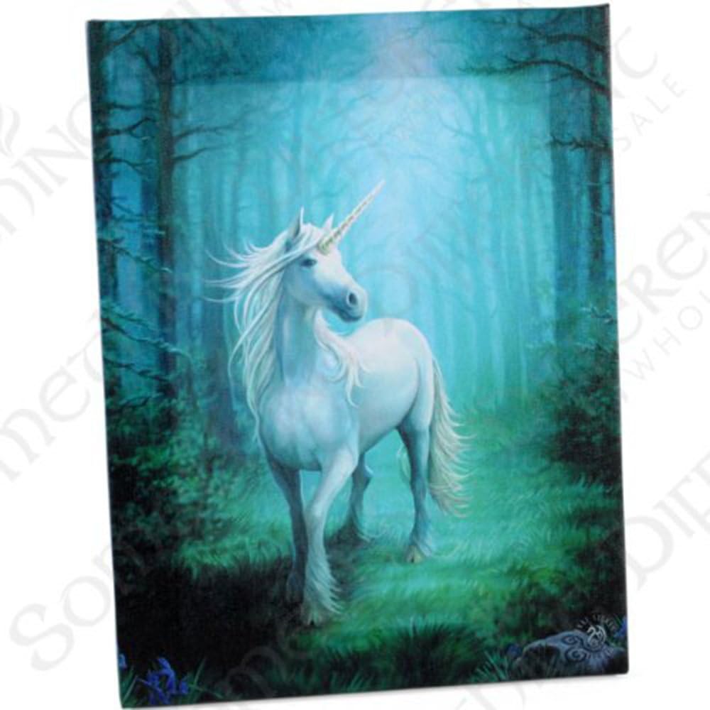 Gothic Fantasy Art Anne Stokes Forest Unicorn Canvas Print 19x25cm