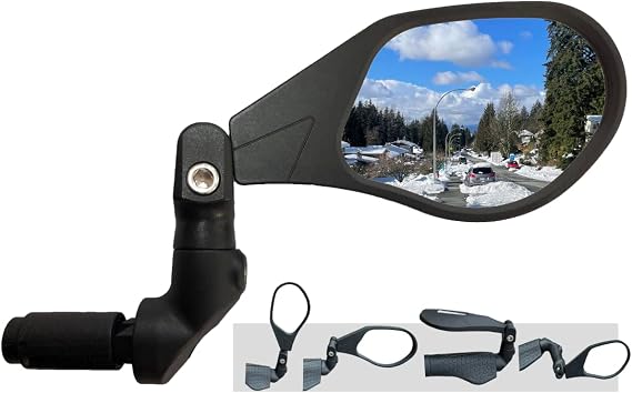 Hafny NEW Bar End Bike Mirror, HD Automotive Grade Glass Lens, Large Surface, Shatterproof, Multi-Angle Adjustable, E-Bike Mirrors (HF-M903RB-FR08) (Right Side, Blue Glass)