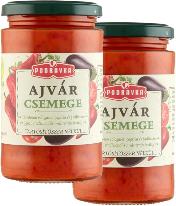 Podravka Ajvar Mediterranean Roasted Red Pepper and Aubergine Spread, No Preservatives, 350g, Pack of 2