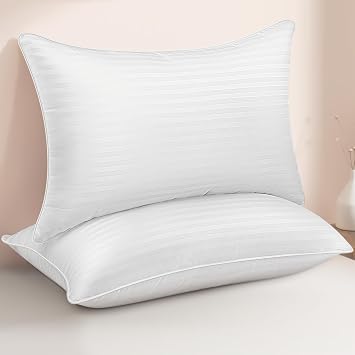 Bed Pillows King Size Set of 2 - Breathable Premium Down Alternative Cooling Pillows for Side, Back, and Stomach Sleepers Hotel Quality Fluffy Soft Microfiber Fill Skin-Friendly