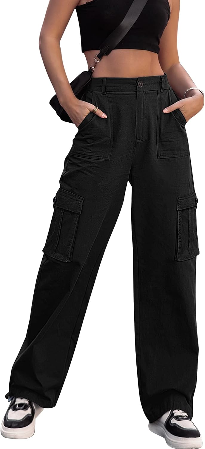 dordanity women’s y2k cargo trousers high waist wide leg trousers with 6 pockets available in sizes s  m  l  xl