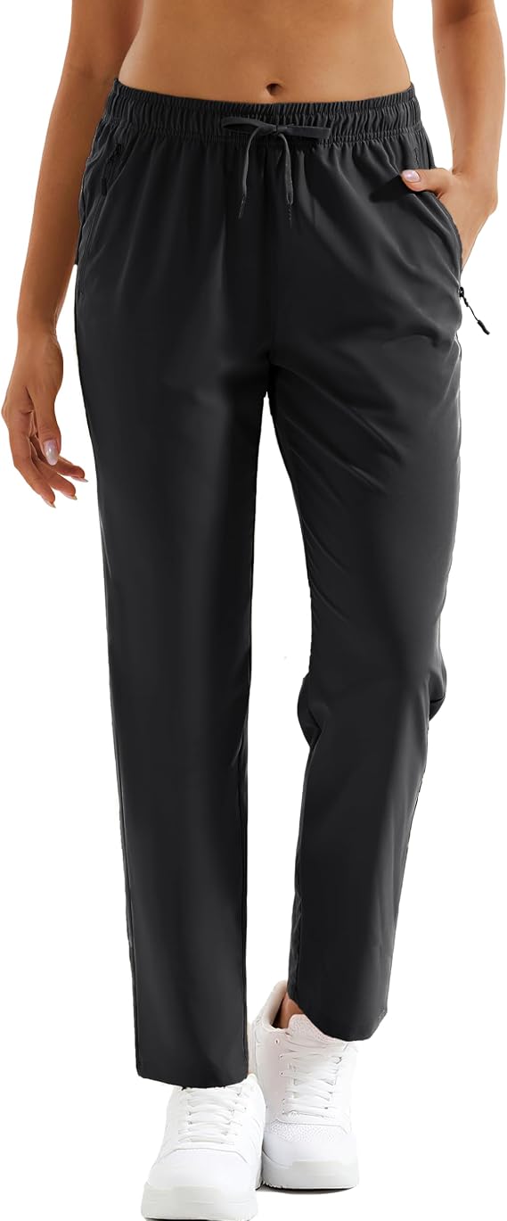MAGCOMSEN Women's Hiking Pants Lightweight Quick Dry UPF 50 Water Resistant Elastic Waist Golf Travel Pants Zip Pockets