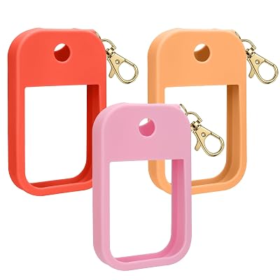 AIERSA Hand Sanitizer Spray Case Compatible with Touchland, Silicone Hand Sanitizer Case Holder with Keychain for Touch Land Mist Case 1FL. OZ Pink Light orange Red