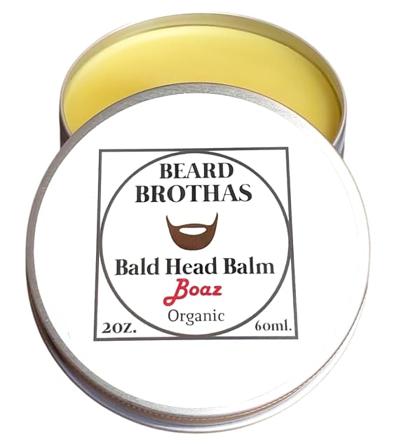 Bald Head Balm Moisturizer. Post Shave Polish for Bald Heads. Conditions and Soothes the Scalp Providing Lasting Softness, Shine, Protection. Boaz Scent.