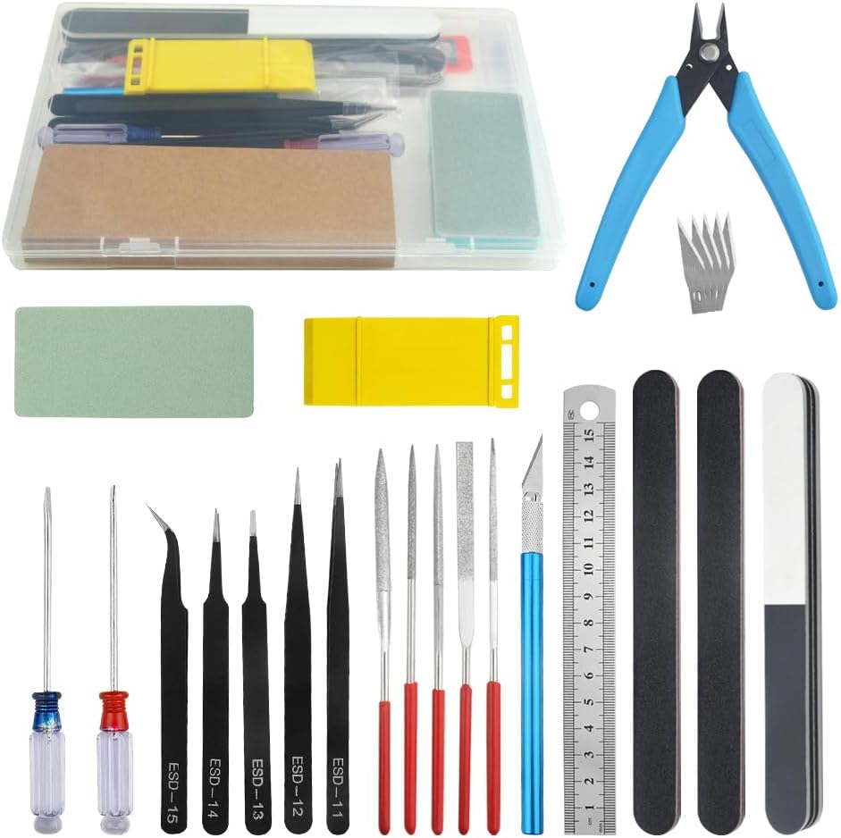 25 Pcs Model Tool Set for Gundam Model Tool Set with Plastic Box Model Making Repair and Fixing