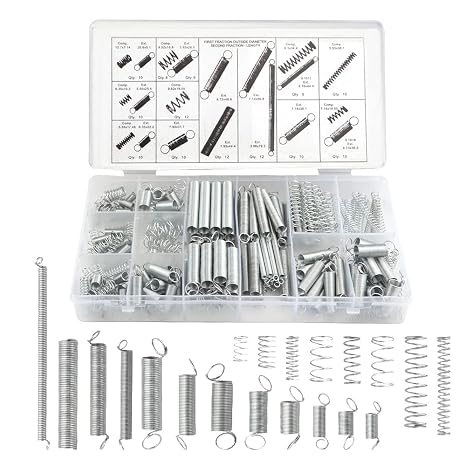 Extension Spring Assortment Kit, Zinc Plated Compression and Extension Springs Replacement Kit for Home Repairs & DIY, 200 PCS