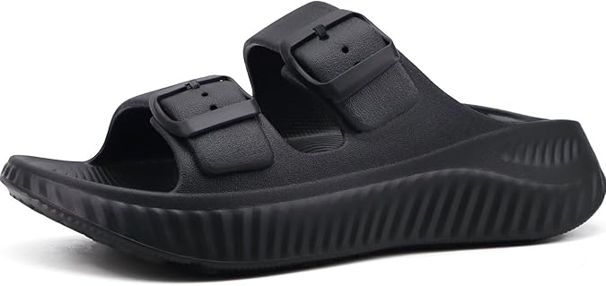 KuaiLu Womens Recovery Sandals Comfortable Arch Support Adjustable Slides | Orthotic Adjustable Thick Cushion Sport Reduces Stress on Feet Joints & Back Post-Exercise