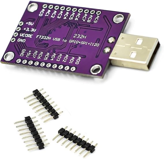 FT232H USB to I2C/SPI Adapter Board with Adjustable GPIO Pins for Electronics Development Projects Module