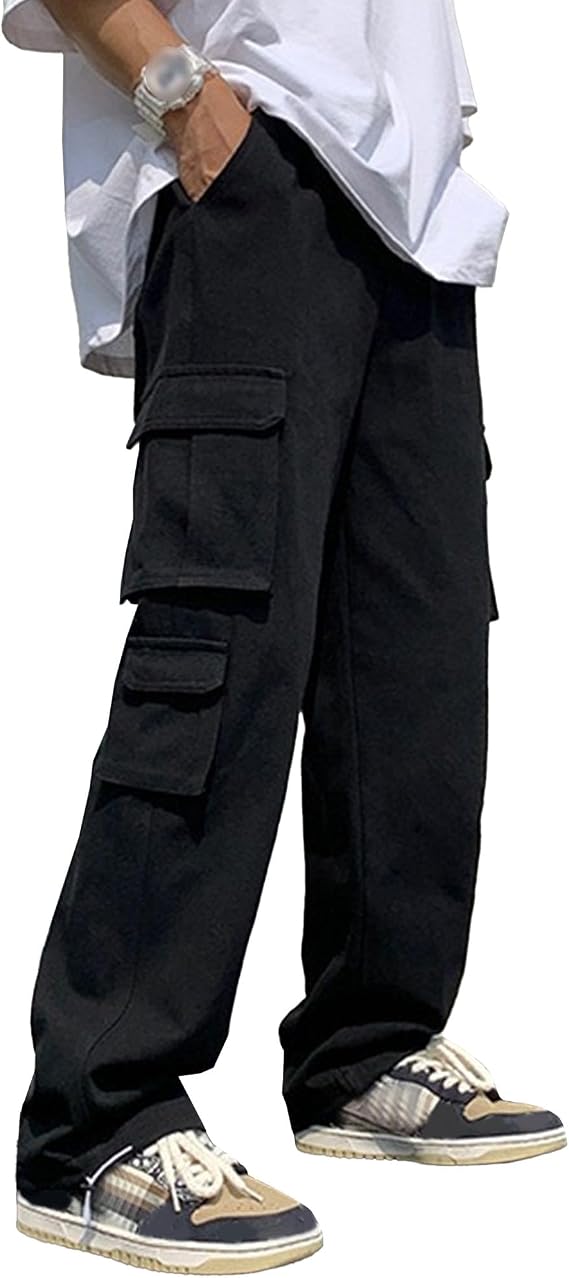 Men's Multi Pocket Durable Casual Pants Trendy Classic Hiking Pant Operator Tactical Utility Trousers (Black 3,Small)