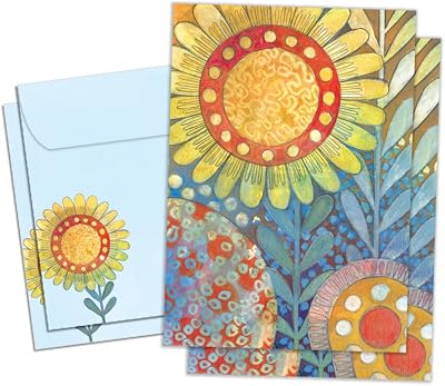 Tree-Free Greetings - All Occasion Cards - Artful Designs - 2 Cards  Matching Envelopes - Made in USA - 100% Recycled Paper - 5x7 - Golden Glow GT69212