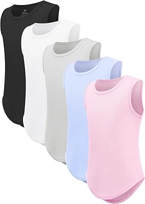 5 Packs Girls Athletic Tank Tops Active Dry Fit Tank Top for Girls Dance Yoga Workout Tops for Exercise