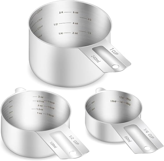 1Cup & 1/2Cup & 1/4Cup Inner Scale Measuring Cup Bundle