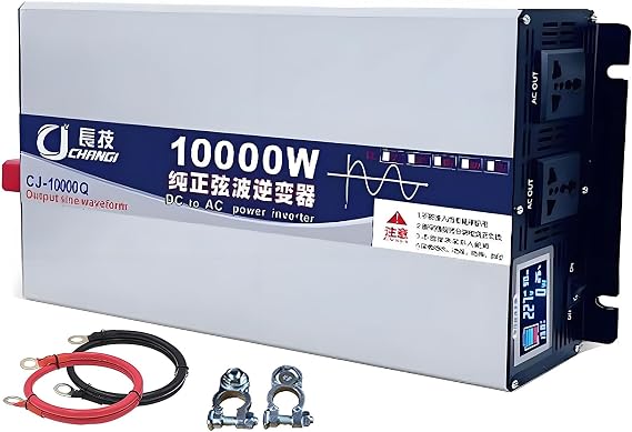 Upgraded high Power 6000W 8000W 10000W 12000W 16000W Pure Sine Wave Power Inverter 12V 24V 48V DC to 110V 220V AC Converter with LED Display for Car/RV Home Solar System(10000W,12Vto110V)