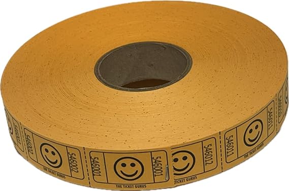 The Ticket Gurus-2000 Orange Smile Tickets Single Roll Consecutively Numbered Raffle Tickets