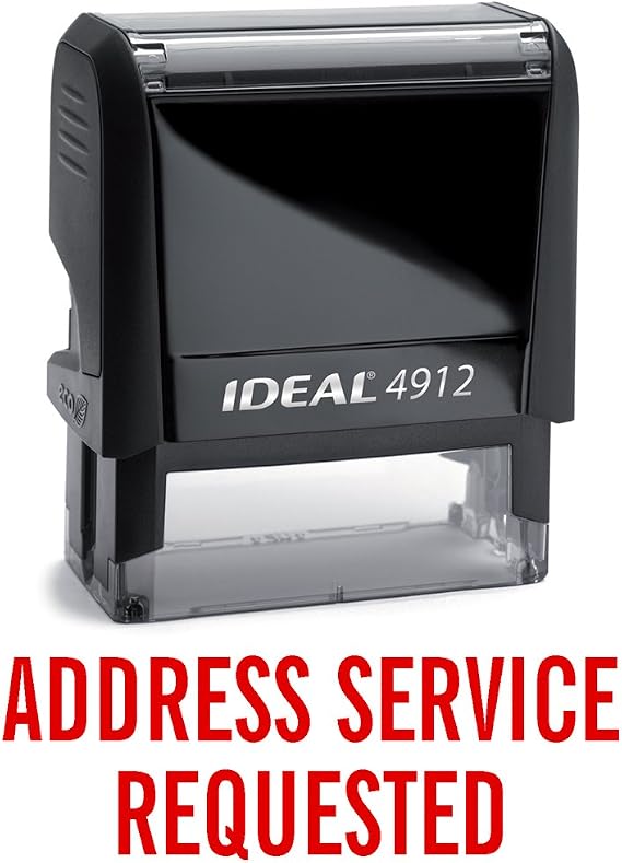 ADDRESS SERVICE REQUESTED Red Self-Inking Rubber Stamp