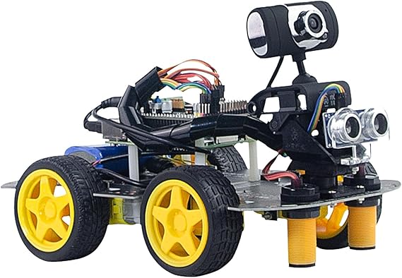 Smart Robot Car Kit for Raspberry Pi 5/3B/3B+/4B,Upgraded AI Visual Color,QR Code,Face Recognition,Line Tracking,Obstacle Avoidance,Electronic DIY Kit for Teens and Adults(Raspberry Pi Not Included)