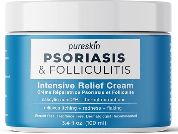 PURESKIN Psoriasis Folliculitis Relief Cream - Scalp Folliculitis Controls Itch Flaking Stubborn Dandruff