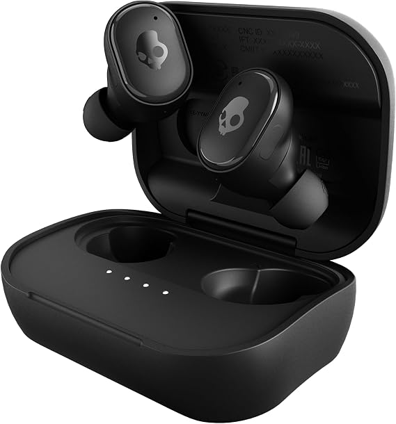 Skullcandy Grind Wireless In-Ear Earbuds - True Black | Noise Isolating Fit, Bluetooth, 40 Hours Battery, Microphone for iPhone Android, Customizable Sound, True Wireless