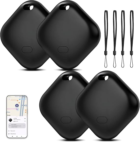 Smart Tag for Android Pack of 4 Key Finder KeyFinder Compatible with Google Find My Device (Android Only) Bluetooth Tracker for Suitcases Backpacks Purses