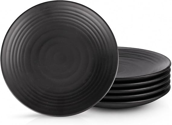 6 Pack Matte Appetizer Plates 20 * 20 * 2 cm Dessert Plates 7.8in | Square Dinner Set,for Buffets,Desserts,Appetizers & Entrées,Black