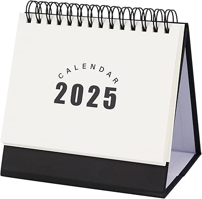 Mini Desk Calendar, July 2024 - Dec 2025 Small Desktop Calendar 5.2 x 5.3 Standing Flip Desktop Calendar for Home Office School White