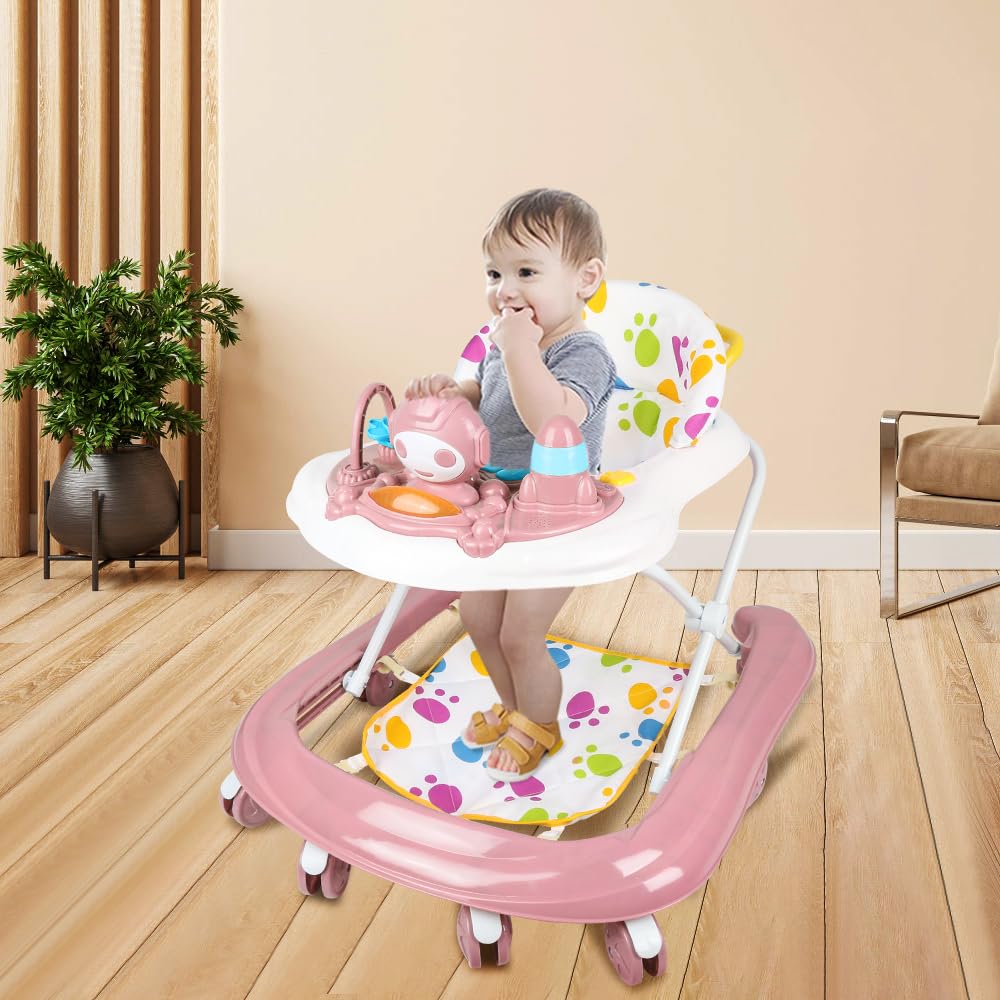 Baby Walker Baby Boy Girl Grow with Your Child 3 in 1 Baby Walker Foldable with 3 Height Adjustable Heights Seat and Removable Tray Activity Center for 6 Months