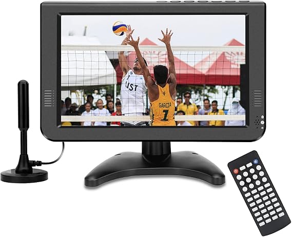 10.6" Mini TV Digital ATSC, Portable TV with HDMI Port and AV Input - USB,TF Slot and Rechargeable Battery, Suitable for Kitchen,Camping