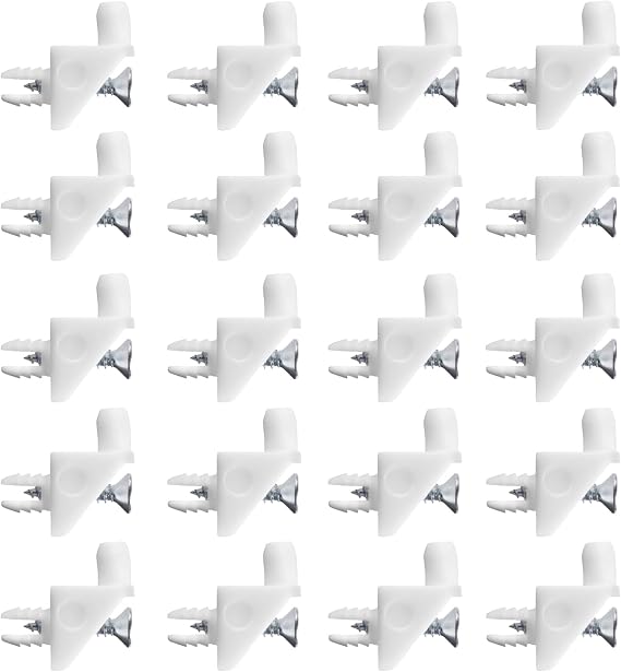 20PC 101558 White Shelf Support Pins for IKEA Part, Shelf Support Pins Replacement Brackets with Self-Tapping Screws