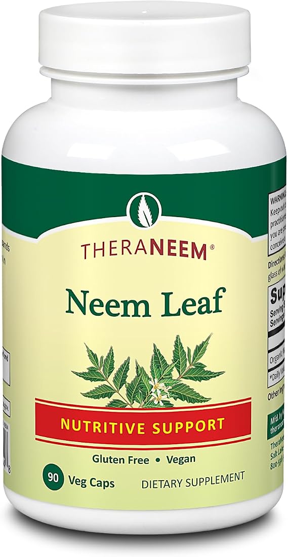 THERANEEM Neem Leaf Capsules - Powerful Nutritive Support with Antioxidants and More - Vegan, Gluten Free, 90 Servings, 90 VegCaps