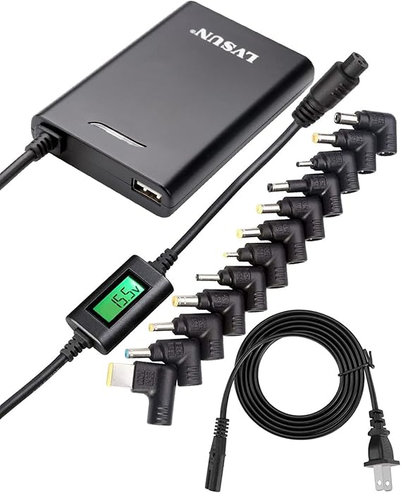 Universal Laptop Charger with LCD Display 45W Ultra Slim AC Adapter Power Supply Cord with USB Port 5v 2.1a for Mobile| Tablet- for Notebooks Lenovo HP Toshiba Samsung Acer Asus Sony and More