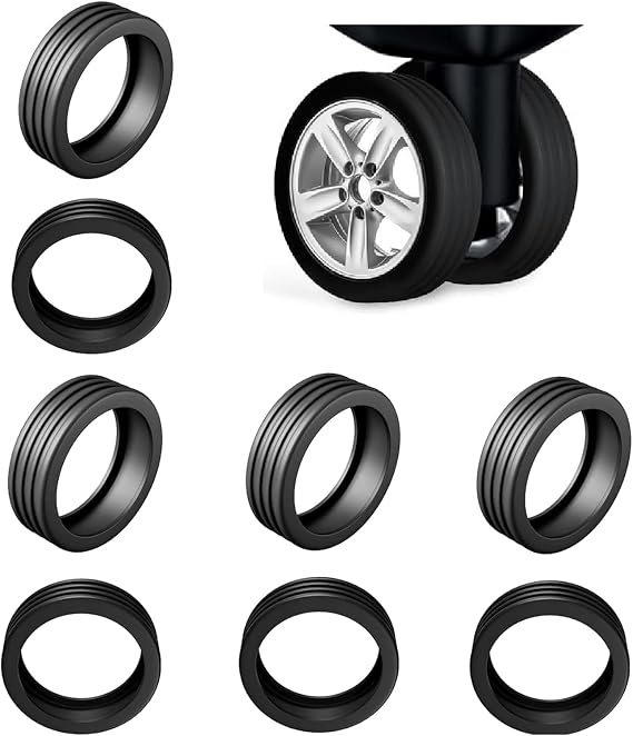 Luggage Compartment Wheel Protector Cover 8 Pieces Silicone Luggage Roll Protector Silent Protective Cover for Luggage Wheels, Shock Absorbing Trolley Protective Cover for Hand Luggage with