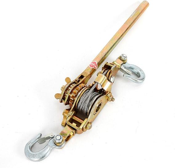 Come Along Cable Puller Winch, 2Ton 4400LBS Heavy Duty Double Gear Hand Cable Puller Lever Hoist Ratchet for Lifting Pulling