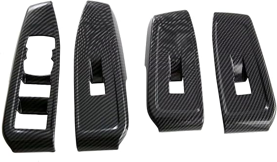 For Ford Ranger 2023-2024(Wildtrak/XLT/XL) RHD Carbon Fiber Black Door Armrest Window Lift Trim 4pcs Car Accessories