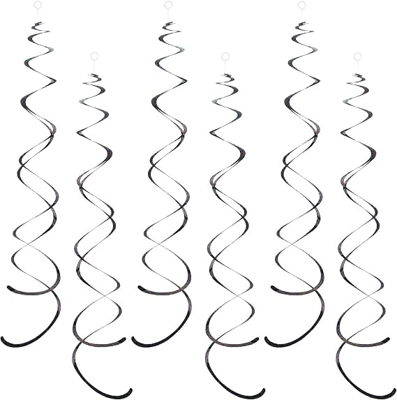 PIGETALE 30 Pieces Iridescent Black Party Hanging Swirl Decorations
