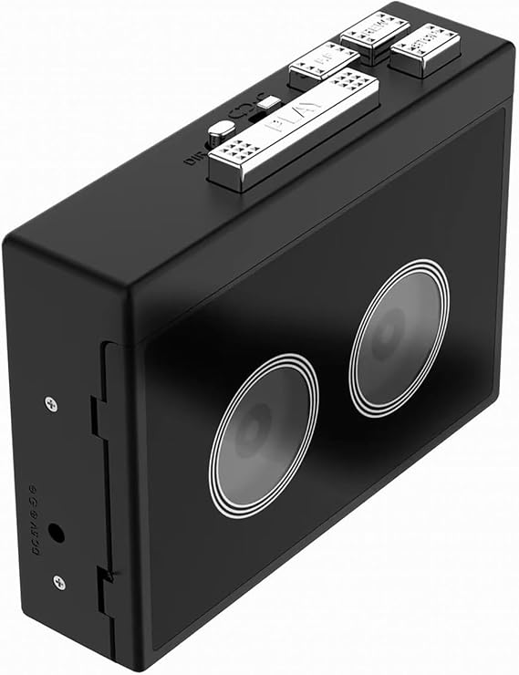 Portable Wireless Cassette Player with Bluetooth Playback Fast Forward Rewind Auto Flip and Radio Functions
