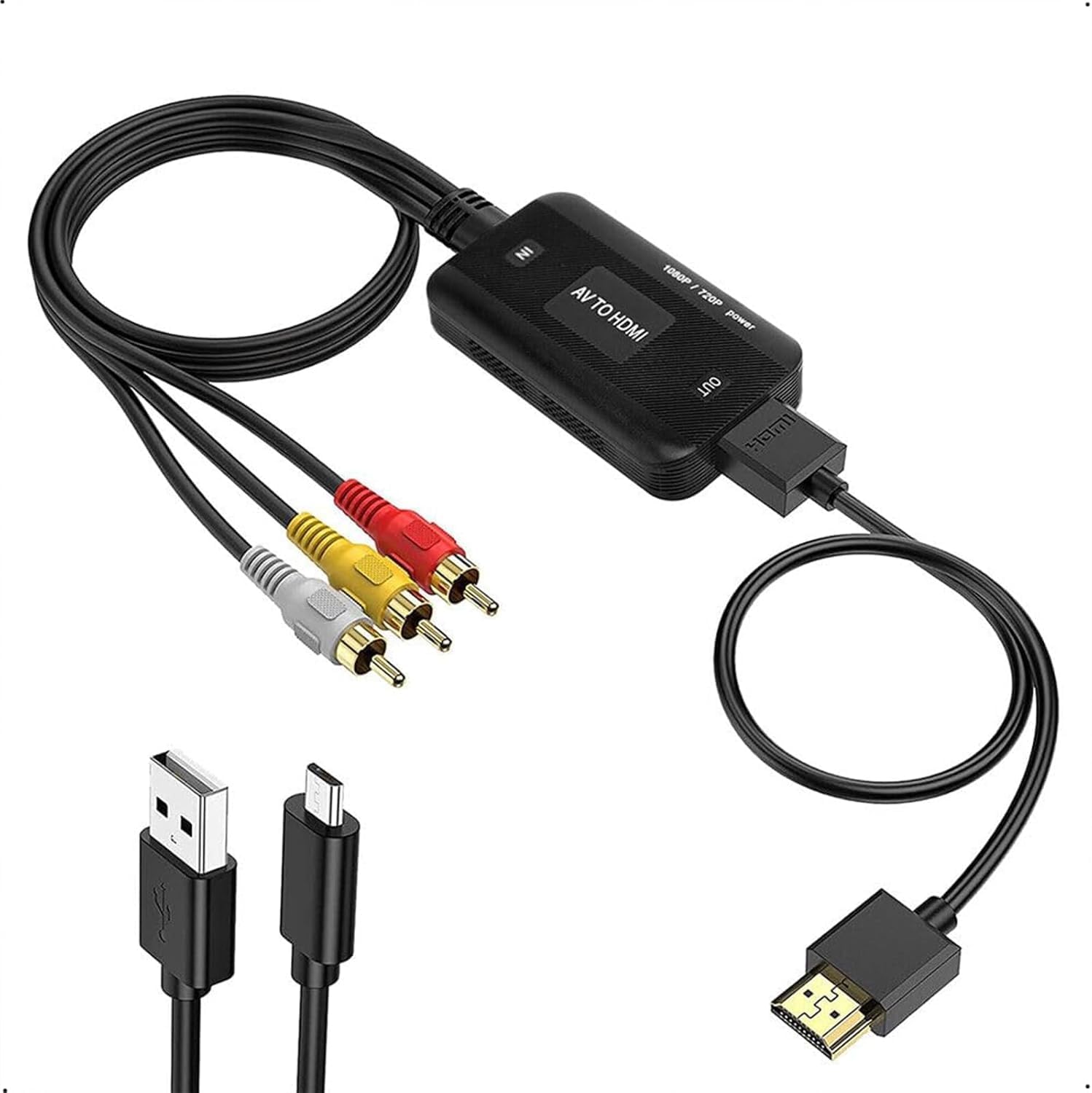 Aputue RCA - HDMI dönüştürücü, AV'den HDMI'a Dönüştürücü, RCA Kablosu ve HDMI Kablosu ile Birlikte, PAL ve NTSC Desteği, Kompozit Video Ses Dönüştürücü Adaptör, Oyun Konsolları ve TV'ler İçin