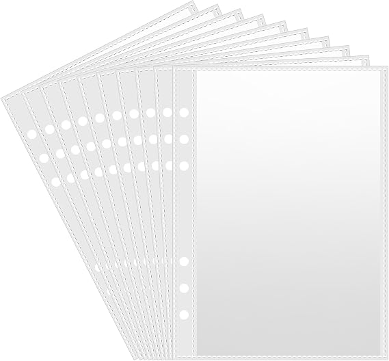 30pcs Pocket Sleeves for A5 6 Ring Binder, 1-Pocket Sheets Inserts Refill Pages for Kpop photocard, Savings Challenges, Sticker Collecting Album Binder (100 Micron Thickness per Layer)